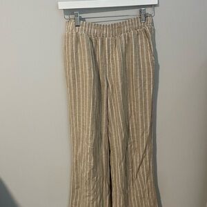Briggs New York Beige and Cream Striped Wide Leg Pants
